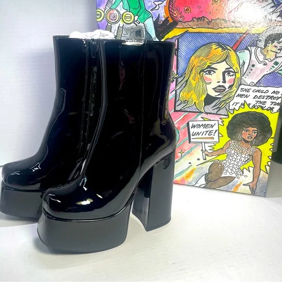 BNIB JEFFREY CAMPBELL WIDOW PATENT LEATHER PLATFORMS 6M - Picture 3 of 16